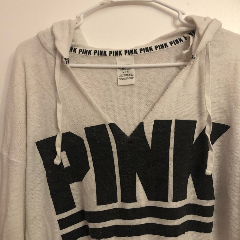 PINK V neck Hoodie